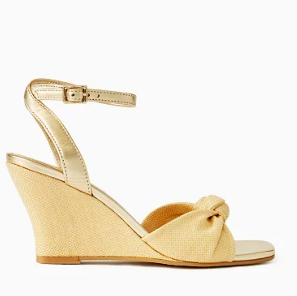 NIB Lilly Pulitzer Emmie wedge size 10 Natural and Gold